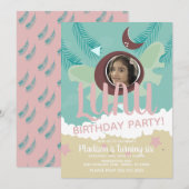 Coconut Luau Foto Tropical Birthday Party Kaart (Voorkant / Achterkant)