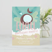 Coconut Luau Tropical Birthday Party Kaart (Staand voorkant)