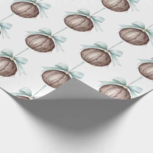 Coconut Ornaments Light Blue Bows Christmas Cadeaupapier (Hoek)