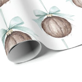 Coconut Ornaments Light Blue Bows Christmas Cadeaupapier (Rol Hoek)