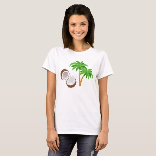 Coconut Palm Tree Ringer T-shirt (Voorkant volledig)