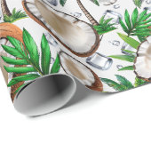 Coconut Palm Tree Tropical Pattern Design Cadeaupapier (Rol Hoek)