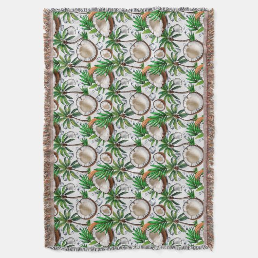 Coconut Palm Tree Tropical Pattern Design Deken (Voorkant Verticaal)