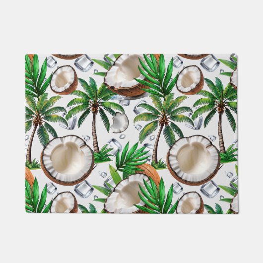 Coconut Palm Tree Tropical Pattern Design Deurmat (Voorkant)