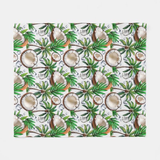 Coconut Palm Tree Tropical Pattern Design Fleece Deken (Voorkant (Horizontaal))