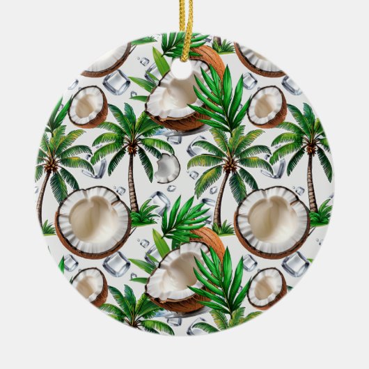 Coconut Palm Tree Tropical Pattern Design Keramisch Ornament (Voorkant)