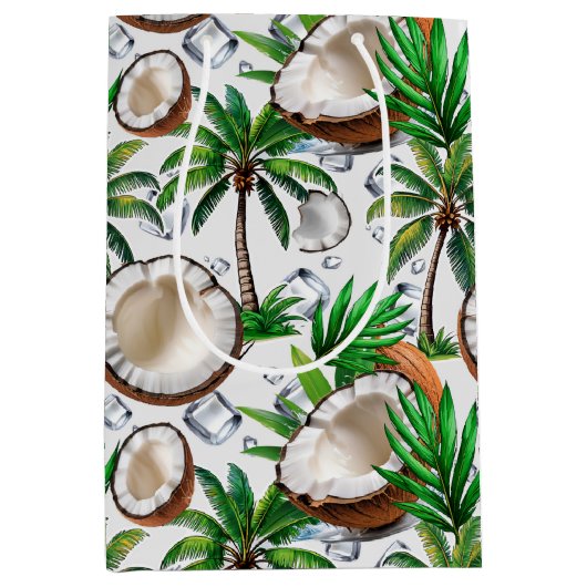 Coconut Palm Tree Tropical Pattern Design Medium Cadeauzakje (Voorkant)