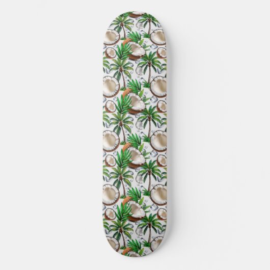 Coconut Palm Tree Tropical Pattern Design Persoonlijk Skateboard (Voorkant)