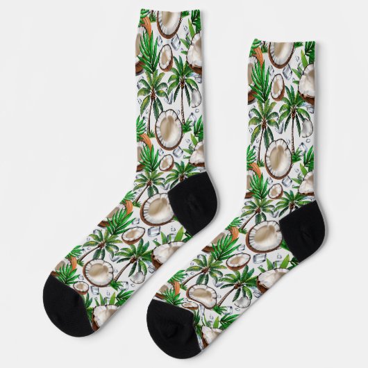 Coconut Palm Tree Tropical Pattern Design Sokken (Links)