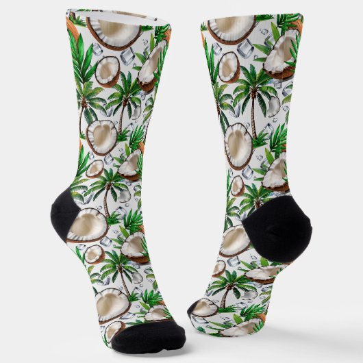 Coconut Palm Tree Tropical Pattern Design Sokken (Gebogen)