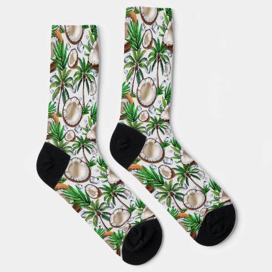 Coconut Palm Tree Tropical Pattern Design Sokken (Rechts)