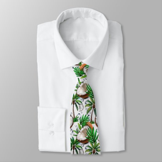 Coconut Palm Tree Tropical Pattern Design Stropdas (Gebonden)