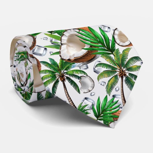 Coconut Palm Tree Tropical Pattern Design Stropdas (Opgerold)