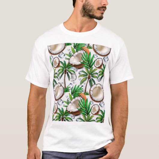 Coconut Palm Tree Tropical Pattern Design T-shirt (Voorkant)