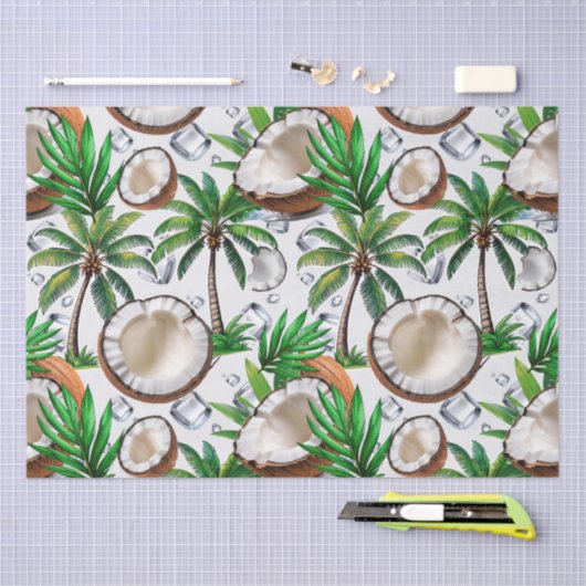 Coconut Palm Tree Tropical Pattern Design Tissuepapier (Craft)