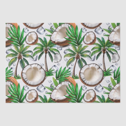 Coconut Palm Tree Tropical Pattern Design Tissuepapier (Voorkant)