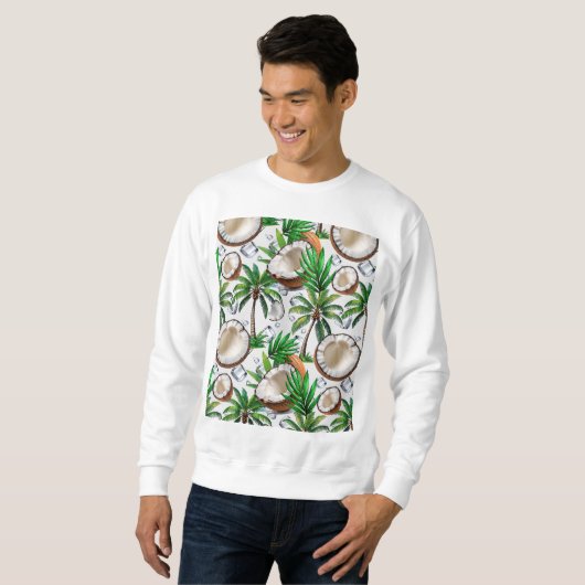 Coconut Palm Tree Tropical Pattern Design Trui (Voorkant volledig)