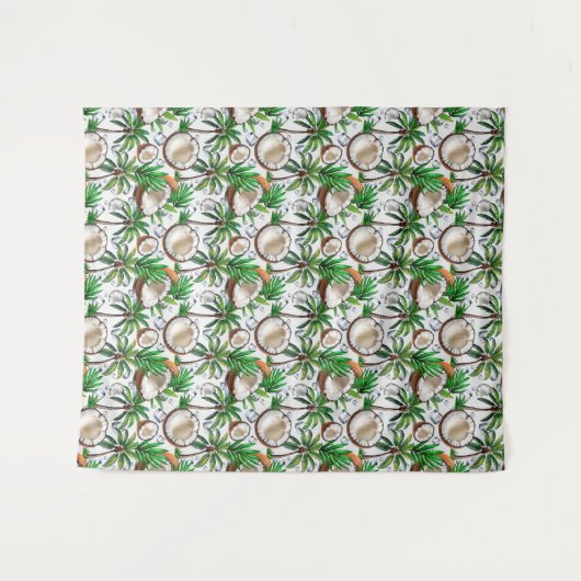 Coconut Palm Tree Tropical Pattern Design Wandkleed (Voorkant (horizontaal))
