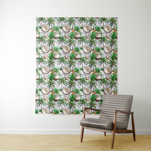 Coconut Palm Tree Tropical Pattern Design Wandkleed (In situ)