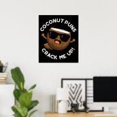 Coconut Puns zet me op schamele fruitpun Dark BG Poster (Thuiskantoor)
