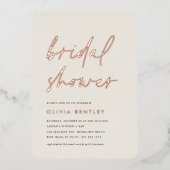 Coconut + Roos | Minimalistisch Script Bruidsdouch Folie Uitnodiging (Voorkant)