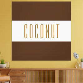 COCONUT Sportief Leuk Breed Bruin Wit Strepen Canvas Afdruk