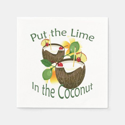 Coconut Tiki Bar Cocktail Paper Napkin Servet (Voorkant)