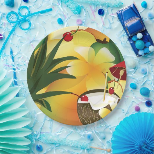 Coconut Tiki Bar Luau Bord tropisch papier (Feest)