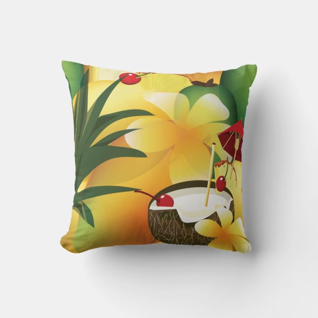 Coconut Tiki Bar Luau Tropical Pillow Kussen (Voorkant)