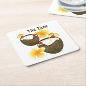 Coconut Tiki Time Bar Cocktail Kartonnen Onderzetters (Schuin)