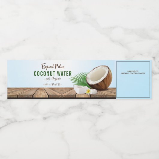 Coconut Tropical Waterfles Etiket (Enkel label)