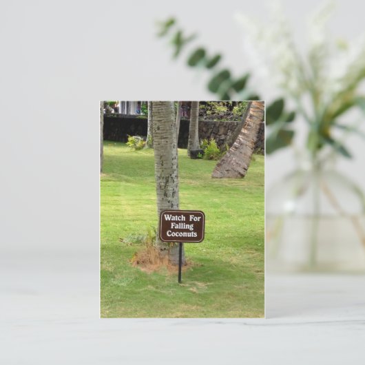 Coconuts Hawaii-waarschuwingsbord Briefkaart (Staand voorkant)