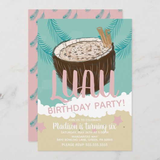 Coconuts Luau Tropical Birthday Party Kaart (Voorkant / Achterkant)