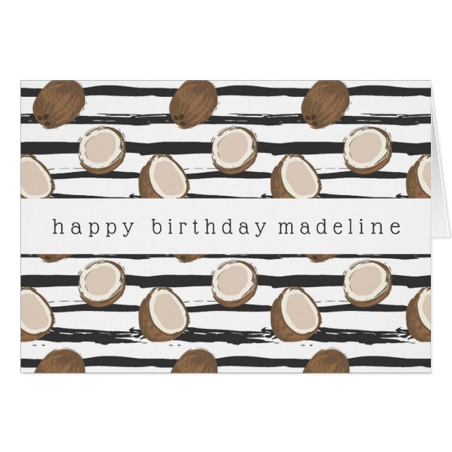 Coconuts on Grunge Stripes Pattern (Voorkant Horizontaal)