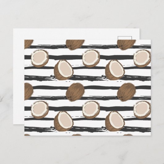Coconuts on Grunge Stripes Pattern Briefkaart (Voorkant / Achterkant)