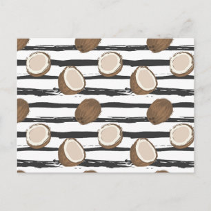 Coconuts on Grunge Stripes Pattern Briefkaart