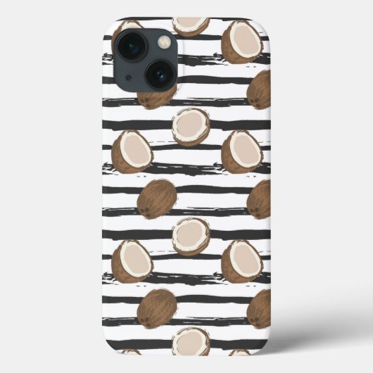 Coconuts on Grunge Stripes Pattern Case-Mate iPhone Case (Achterkant)