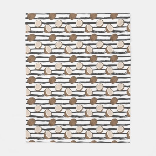 Coconuts on Grunge Stripes Pattern Fleece Deken (Voorkant)
