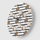 Coconuts on Grunge Stripes Pattern Grote Klok (Hoek)