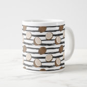 Coconuts on Grunge Stripes Pattern Grote Koffiekop (Voorkant rechts)