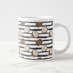Coconuts on Grunge Stripes Pattern Grote Koffiekop