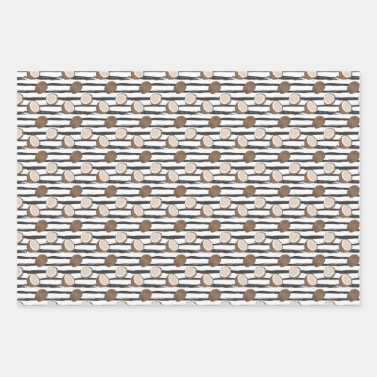 Coconuts on Grunge Stripes Pattern Inpakpapier Vel (Voorkant 2)