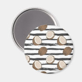 Coconuts on Grunge Stripes Pattern Magneet (Voorkant / Achterkant)