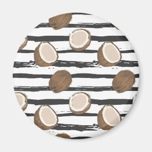 Coconuts on Grunge Stripes Pattern Magneet