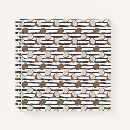 Coconuts on Grunge Stripes Pattern Notitieboek (Voorkant)