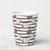 Coconuts on Grunge Stripes Pattern Papieren Bekers (Rechts)