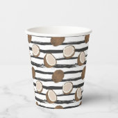 Coconuts on Grunge Stripes Pattern Papieren Bekers (Voorkant)
