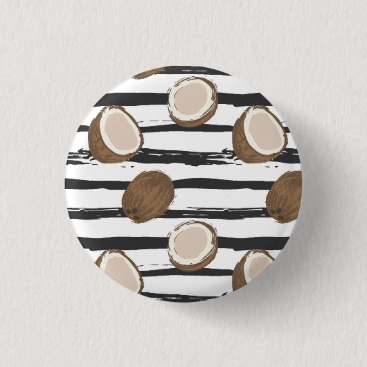 Coconuts on Grunge Stripes Pattern Ronde Button 3,2 Cm (Voorkant)