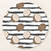 Coconuts on Grunge Stripes Pattern Ronde Kartonnen Onderzetter (Voorkant)