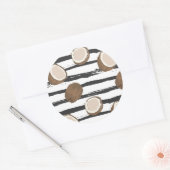 Coconuts on Grunge Stripes Pattern Ronde Sticker (Envelop)